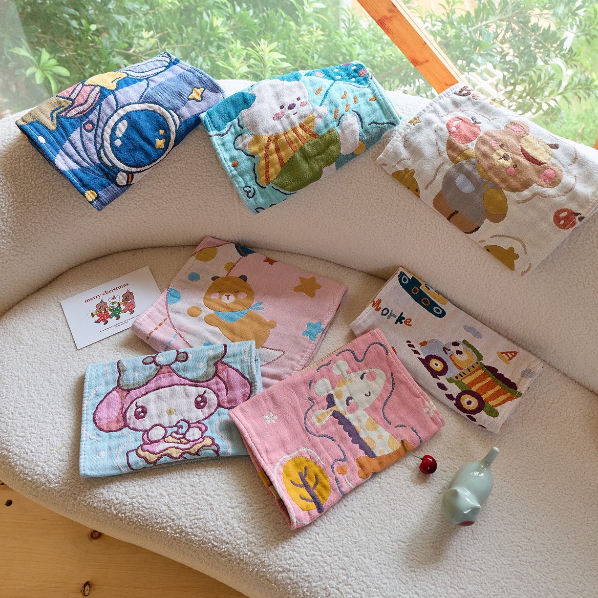 （总）沐瑟家纺 2025新款全棉纱布儿童卡通小毛巾