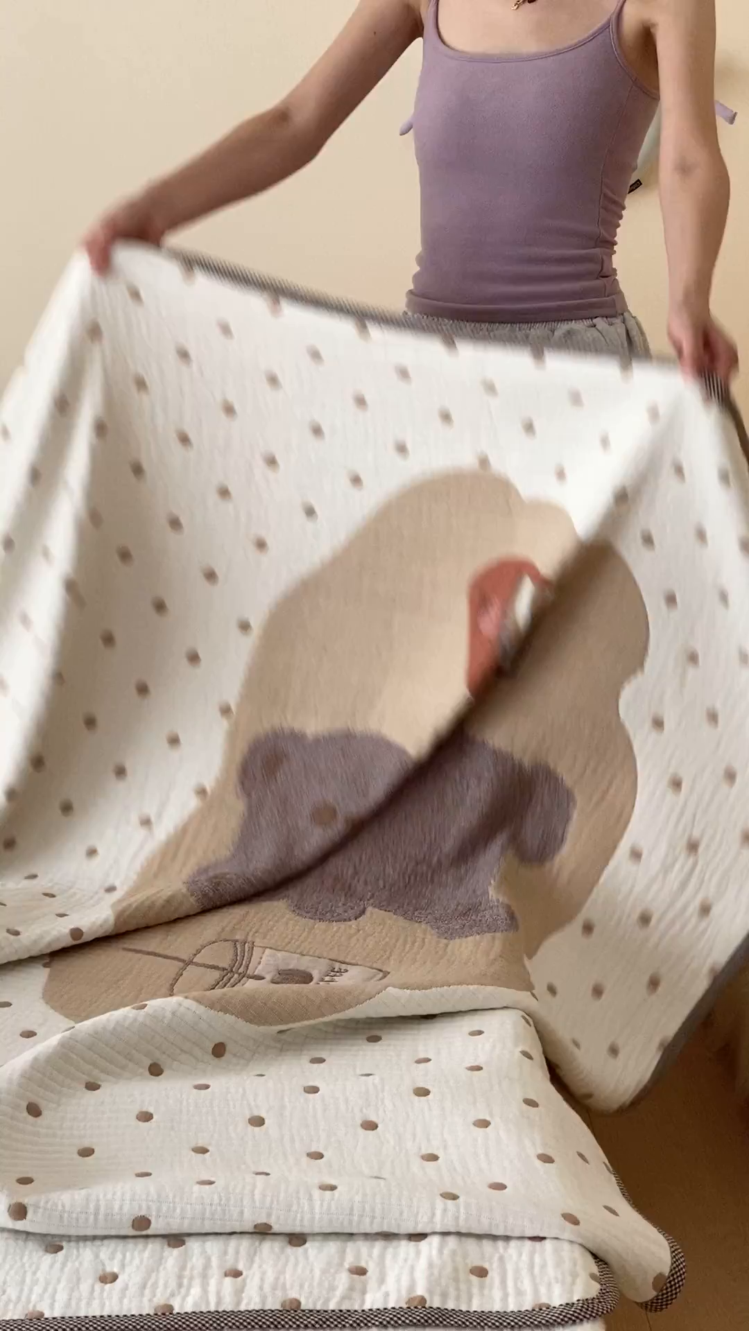 91家纺网 家纺一手货源 找家纺 麻依 2025新款软萌纱布床盖三件套（控价：229元） 甜品熊