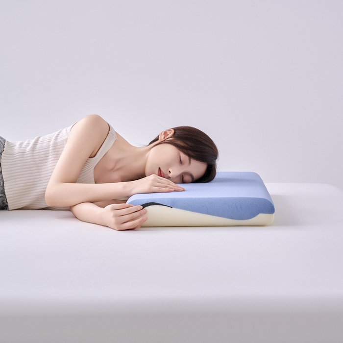 91家纺网 家纺一手货源 找家纺 明星枕业 2025新款朵朵酒店同款星球Pro零压记忆绵枕枕头成人护颈椎枕助睡眠男枕芯 零压记忆绵枕-三芯蓝灰白