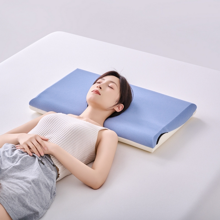 明星枕业 2025新款朵朵酒店同款星球Pro零压记忆绵枕枕头成人护颈椎枕助睡眠男枕芯 零压记忆绵枕-三芯蓝灰白