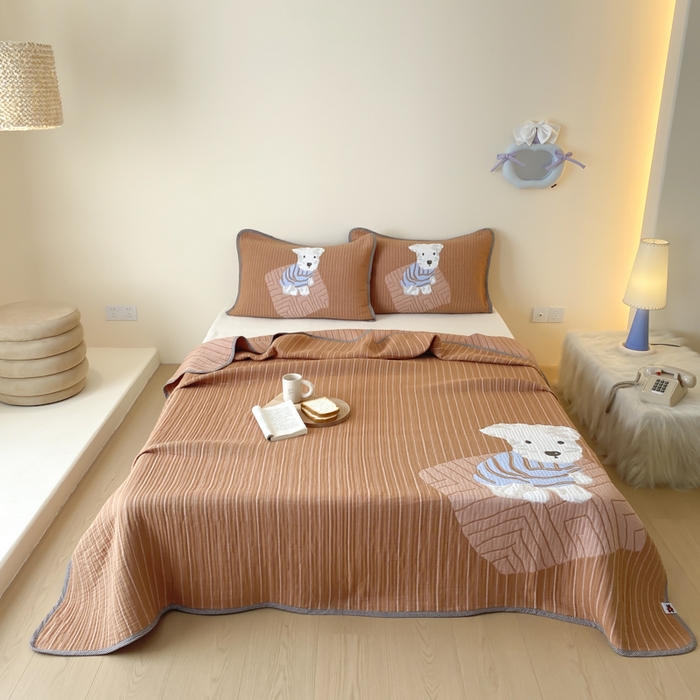 麻依 2025新款软萌纱布床盖三件套（控价：229元） 西单小狗