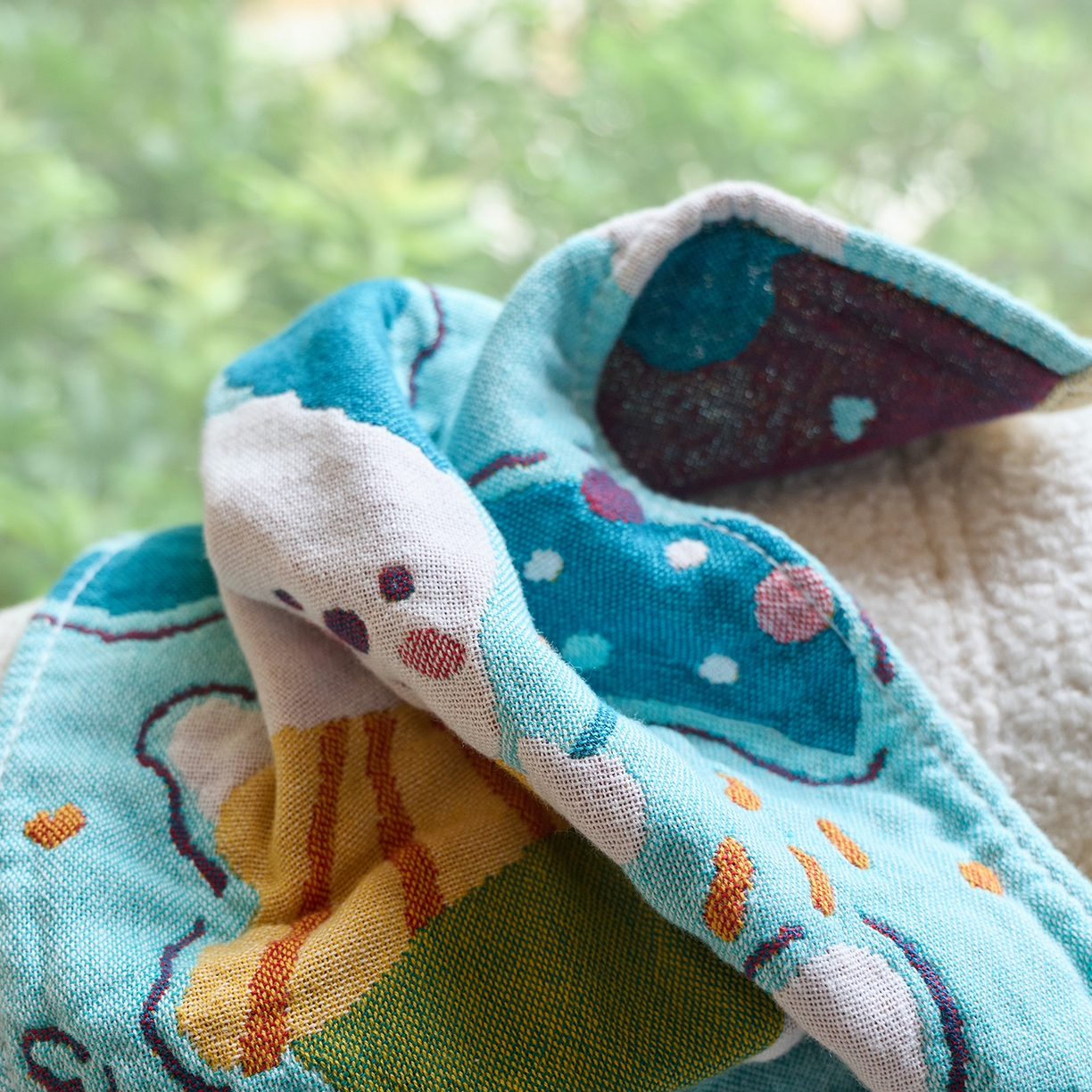 91家纺网 家纺一手货源 找家纺 沐瑟家纺 2025新款全棉纱布儿童卡通小毛巾 彩虹狗 25*50cm/条