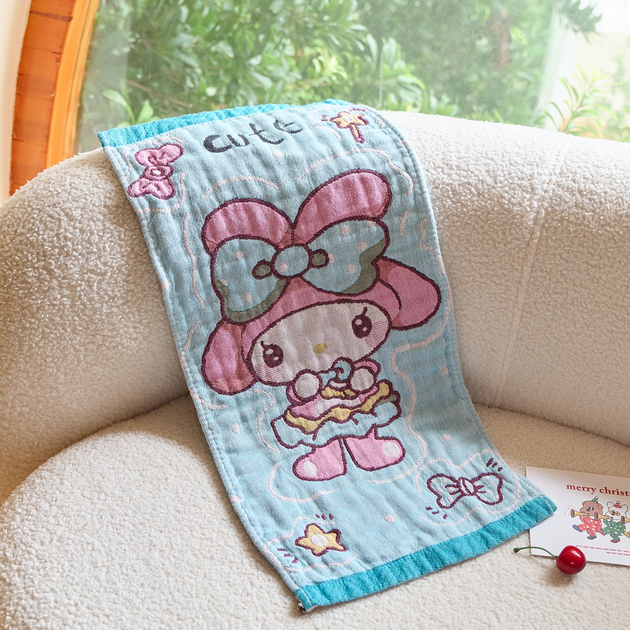 91家纺网 家纺一手货源 找家纺 沐瑟家纺 2025新款全棉纱布儿童卡通小毛巾 美乐蒂 25*50cm/条