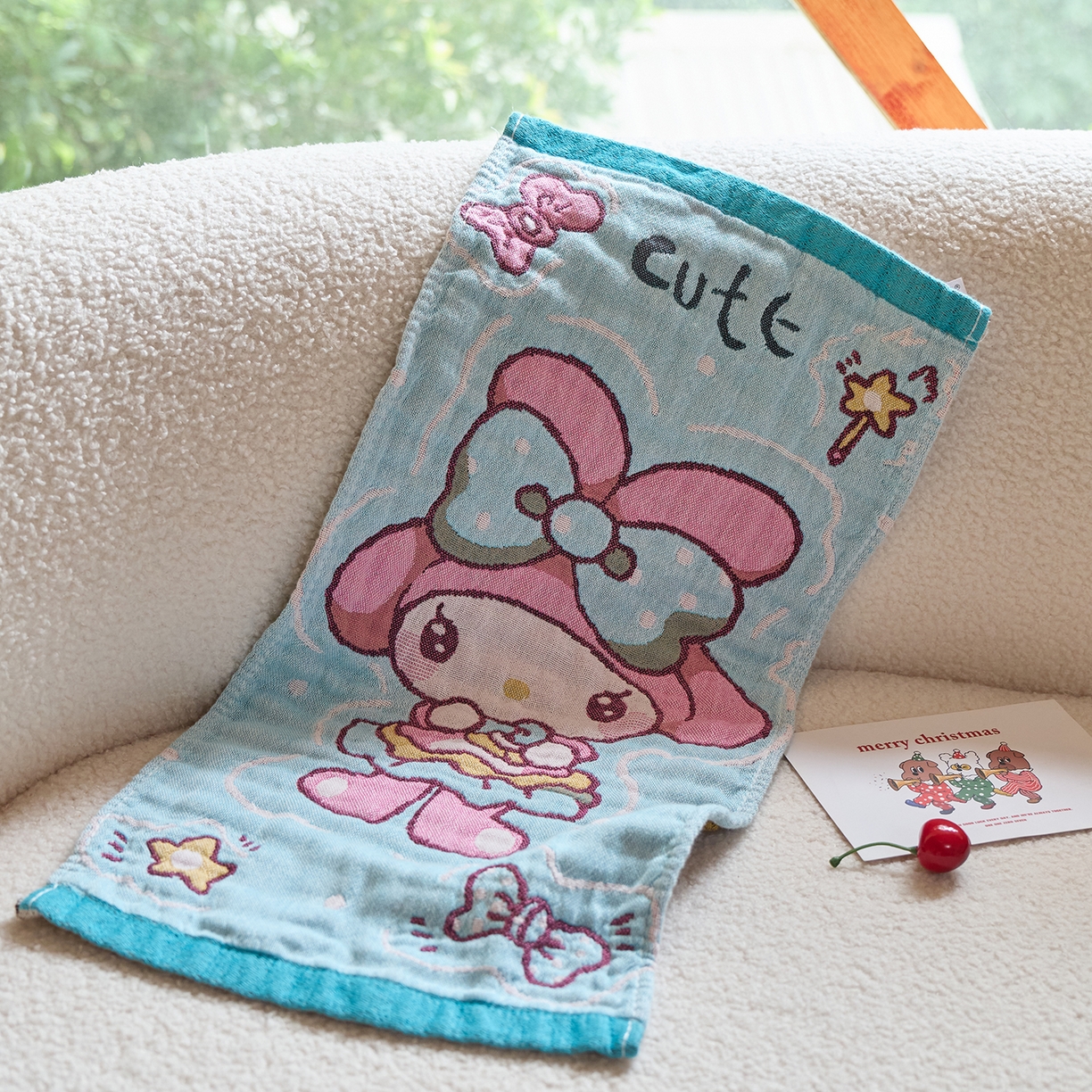 91家纺网 家纺一手货源 找家纺 沐瑟家纺 2025新款全棉纱布儿童卡通小毛巾 美乐蒂 25*50cm/条