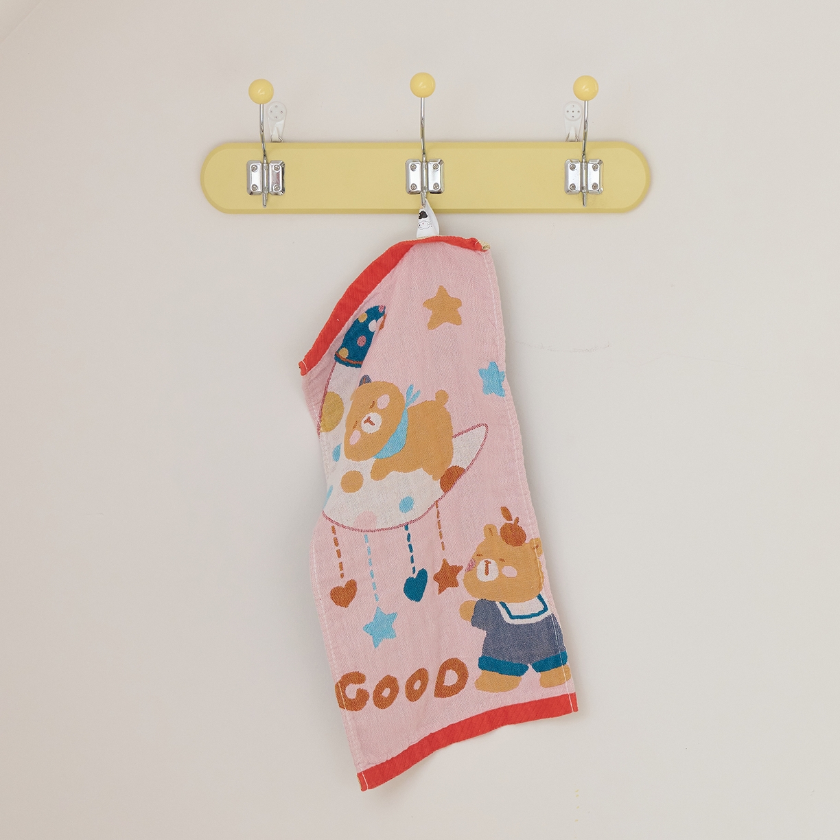 91家纺网 家纺一手货源 找家纺 沐瑟家纺 2025新款全棉纱布儿童卡通小毛巾 晚安熊 25*50cm/条