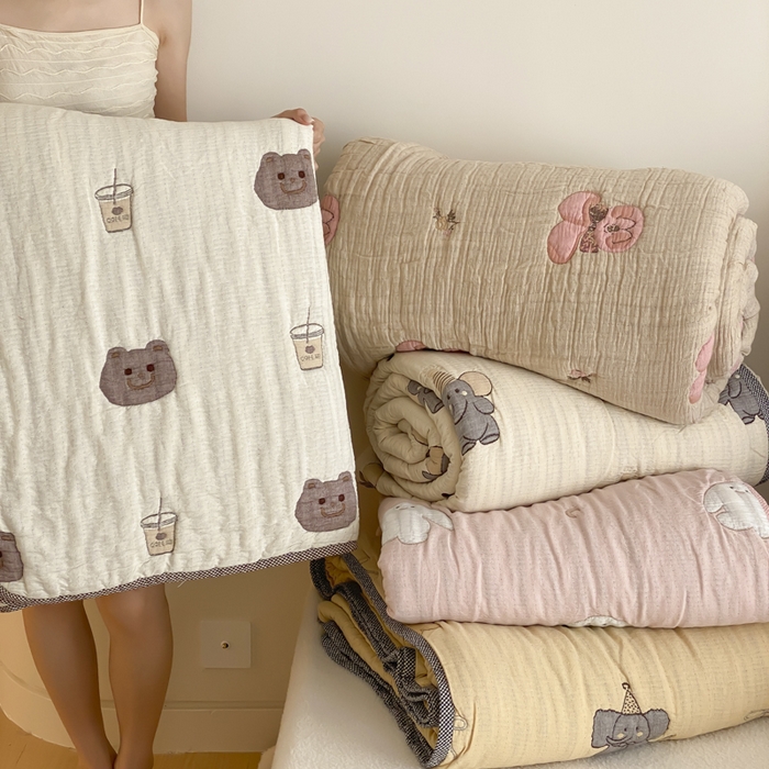 91家纺网 家纺一手货源 找家纺 麻依 2025新款十层纱布软萌泡芙被被子春秋被子被芯 组合图