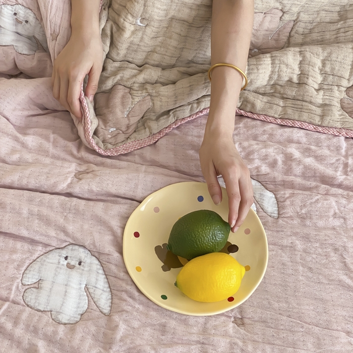 91家纺网 家纺一手货源 找家纺 麻依 2025新款十层纱布软萌泡芙被被子春秋被子被芯 新月兔