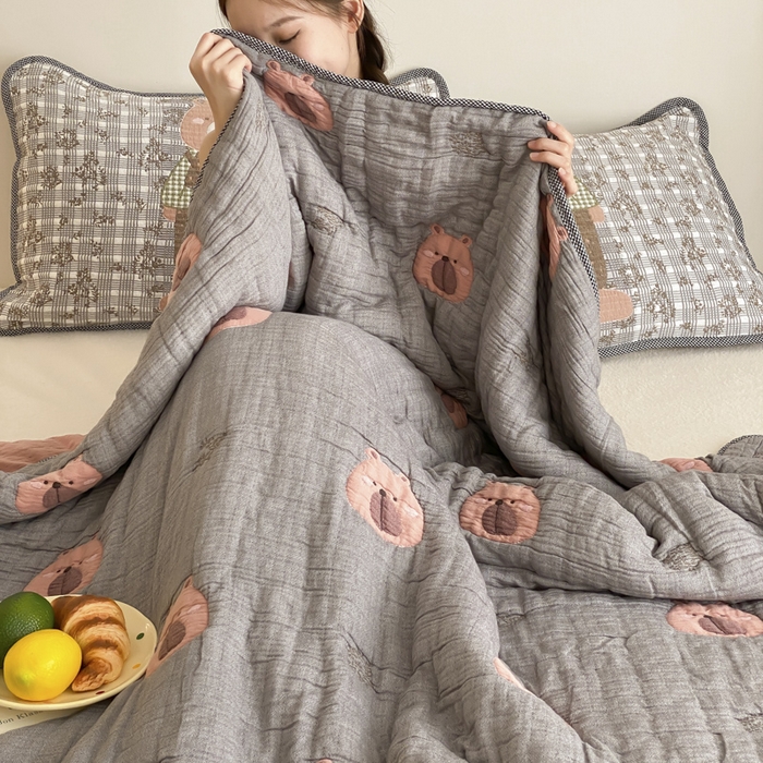 91家纺网 家纺一手货源 找家纺 （总）麻依 2025新款十层纱布软萌泡芙被被子春秋被子被芯