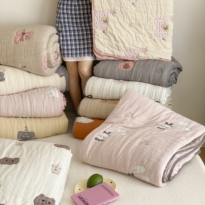 91家纺网 家纺一手货源 找家纺 麻依 2025新款十层纱布软萌泡芙被被子春秋被子被芯 组合图