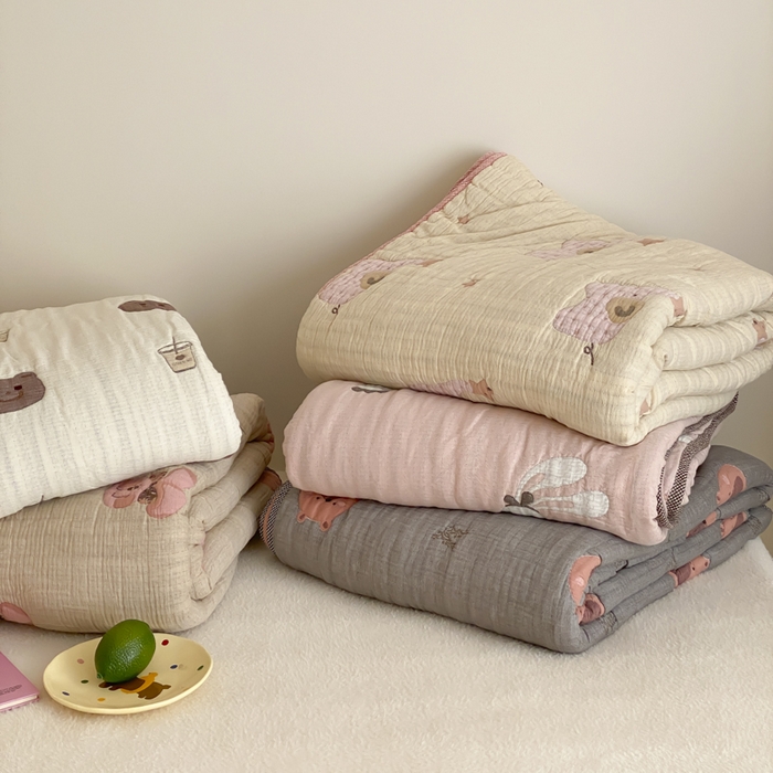 91家纺网 家纺一手货源 找家纺 麻依 2025新款十层纱布软萌泡芙被被子春秋被子被芯 组合图