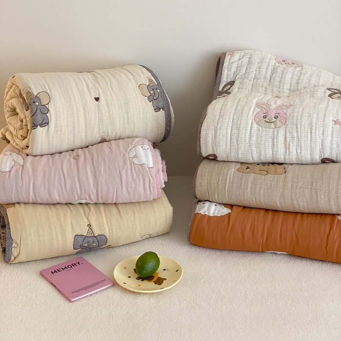 91家纺网 家纺一手货源 找家纺 麻依 2025新款十层纱布软萌泡芙被被子春秋被子被芯 组合图