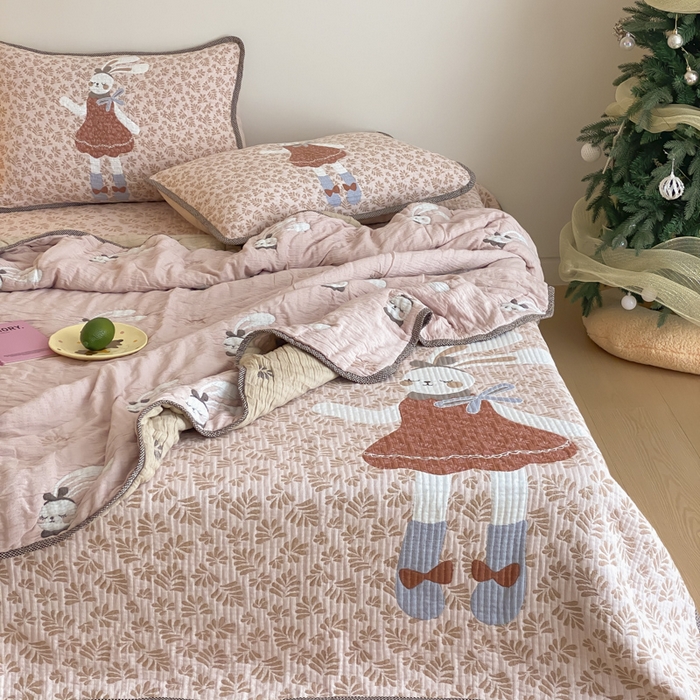 91家纺网 家纺一手货源 找家纺 麻依 2025新款十层纱布软萌泡芙被被子春秋被子被芯 许愿小兔