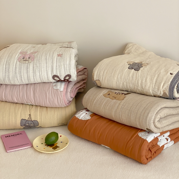 91家纺网 家纺一手货源 找家纺 麻依 2025新款十层纱布软萌泡芙被被子春秋被子被芯 组合图