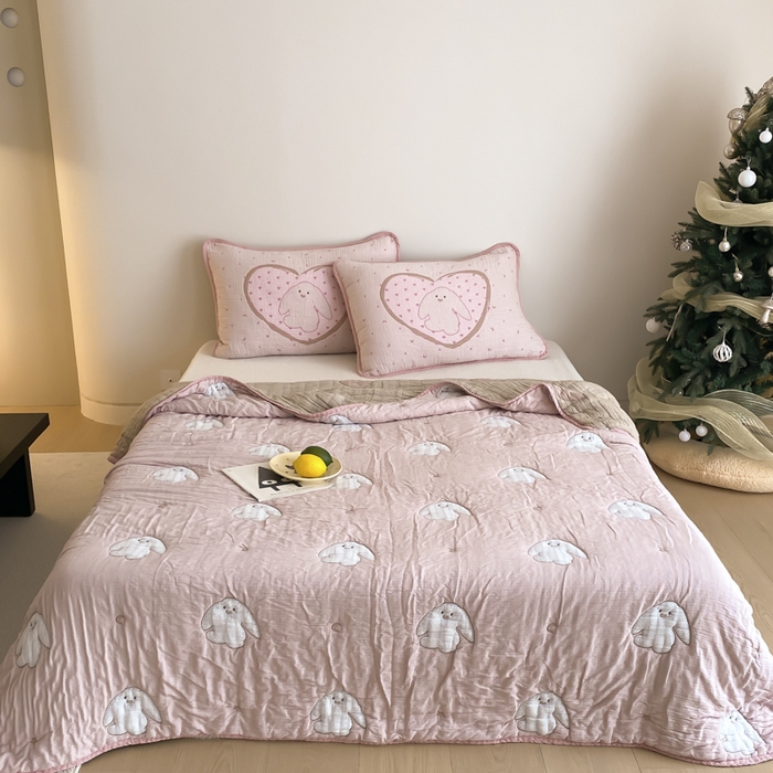 麻依 2025新款十层纱布软萌泡芙被被子春秋被子被芯 新月兔