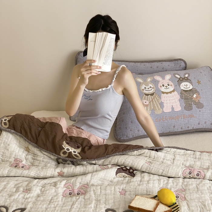 91家纺网 家纺一手货源 找家纺 麻依 2025新款十层纱布软萌泡芙被被子春秋被子被芯 伙伴拉布