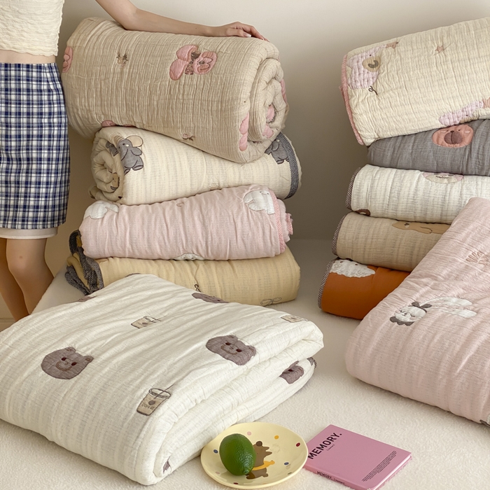 91家纺网 家纺一手货源 找家纺 麻依 2025新款十层纱布软萌泡芙被被子春秋被子被芯 组合图