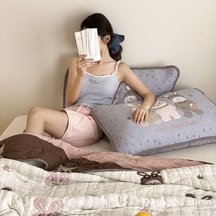 91家纺网 家纺一手货源 找家纺 麻依 2025新款十层纱布软萌泡芙被被子春秋被子被芯 伙伴拉布