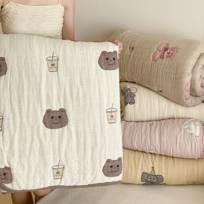 91家纺网 家纺一手货源 找家纺 麻依 2025新款十层纱布软萌泡芙被被子春秋被子被芯 组合图