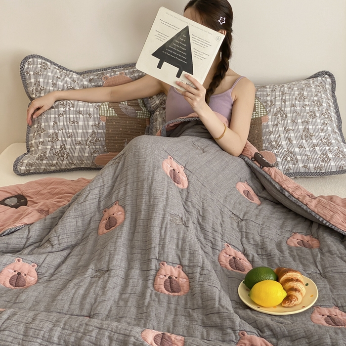 91家纺网 家纺一手货源 找家纺 （总）麻依 2025新款十层纱布软萌泡芙被被子春秋被子被芯