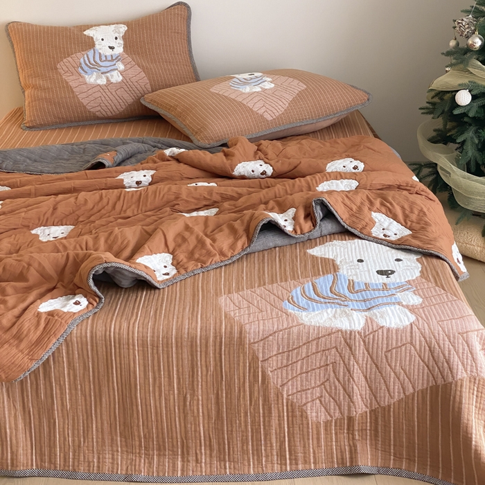 91家纺网 家纺一手货源 找家纺 麻依 2025新款十层纱布软萌泡芙被被子春秋被子被芯 西单小狗