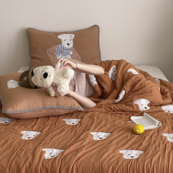 91家纺网 家纺一手货源 找家纺 麻依 2025新款十层纱布软萌泡芙被被子春秋被子被芯 西单小狗