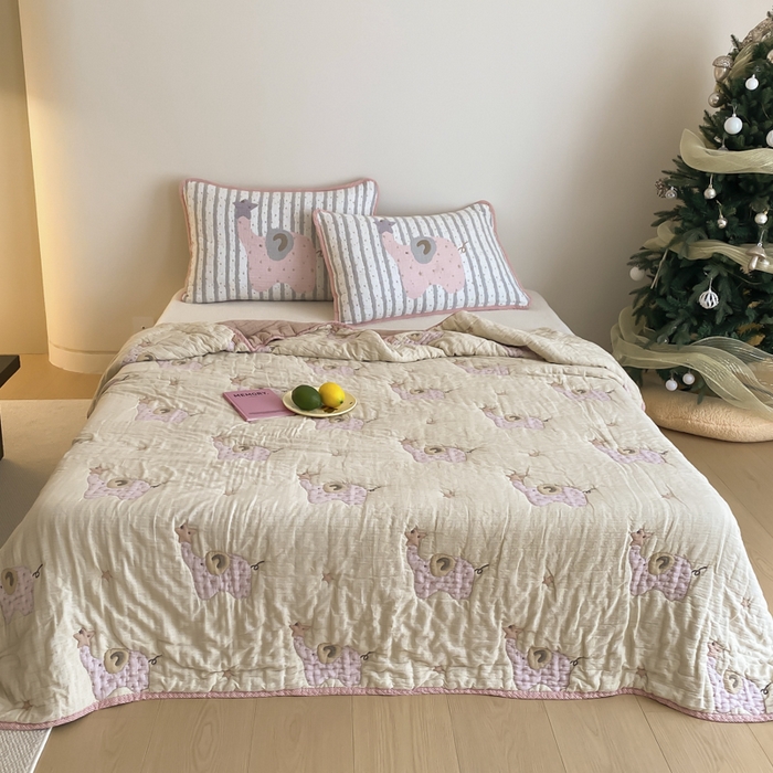 麻依 2025新款十层纱布软萌泡芙被被子春秋被子被芯 星星粉象