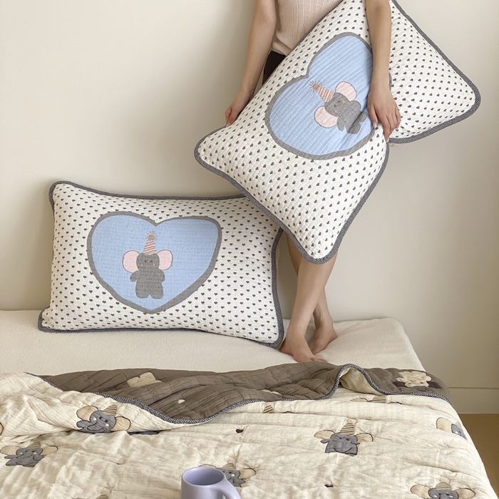 91家纺网 家纺一手货源 找家纺 麻依 2025新款十层纱布软萌泡芙被被子春秋被子被芯 心心小象