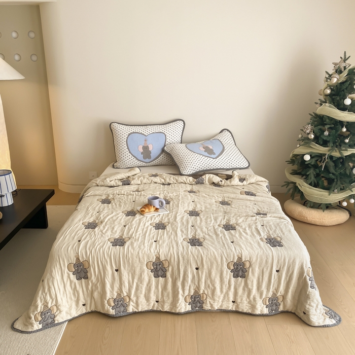 麻依 2025新款十层纱布软萌泡芙被被子春秋被子被芯 心心小象