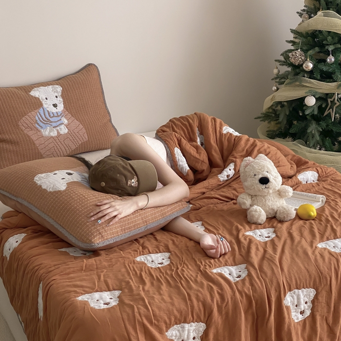 91家纺网 家纺一手货源 找家纺 麻依 2025新款十层纱布软萌泡芙被被子春秋被子被芯 西单小狗