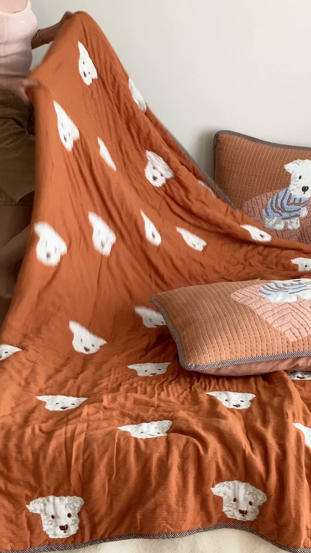 91家纺网 家纺一手货源 找家纺 麻依 2025新款十层纱布软萌泡芙被被子春秋被子被芯 西单小狗