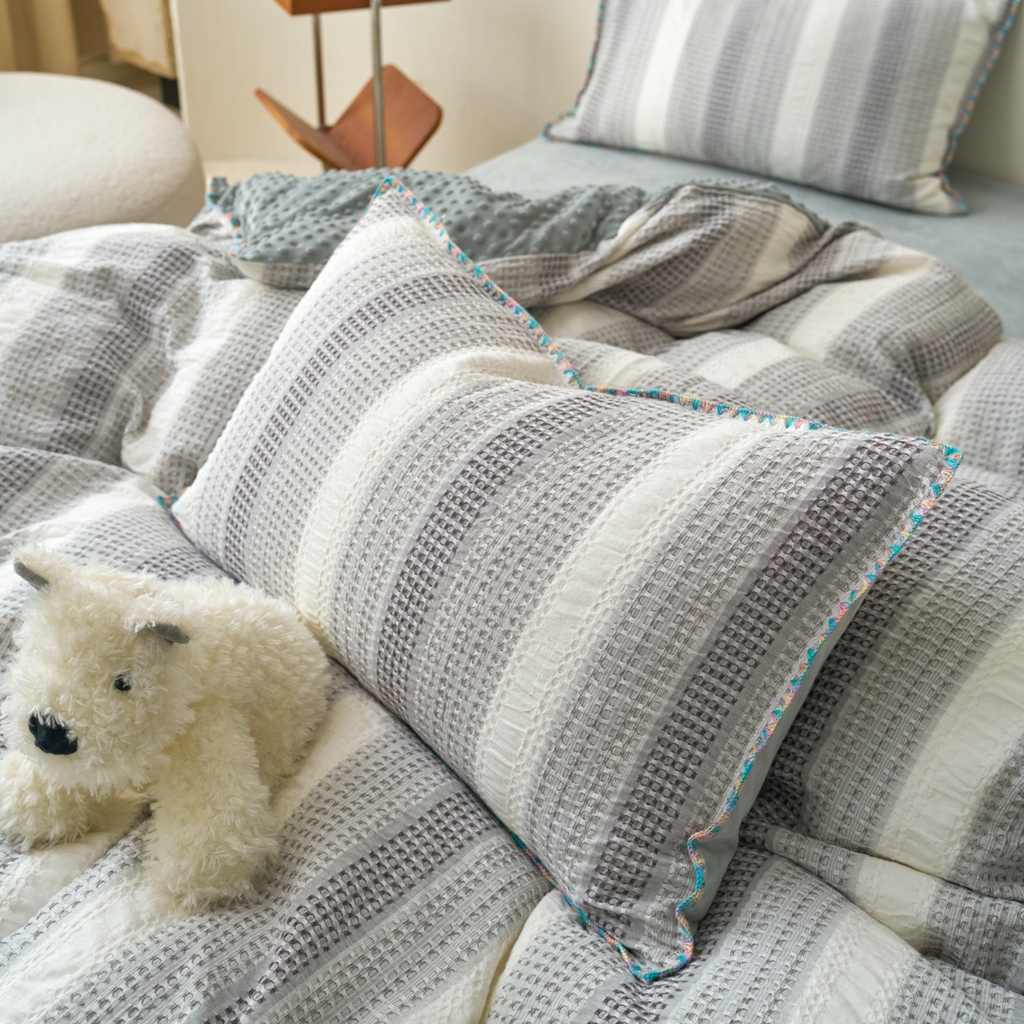 91家纺网 家纺一手货源 找家纺 （总）洋铭区（原狠狠爱） 2025秋冬全棉华夫格+豆豆绒四件套系列