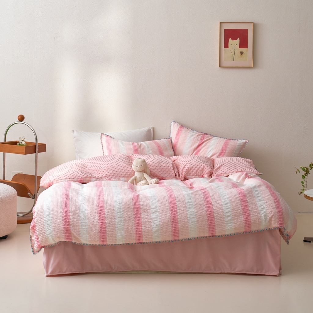 91家纺网 家纺一手货源 找家纺 （总）洋铭区（原狠狠爱） 2025秋冬全棉华夫格+豆豆绒四件套系列