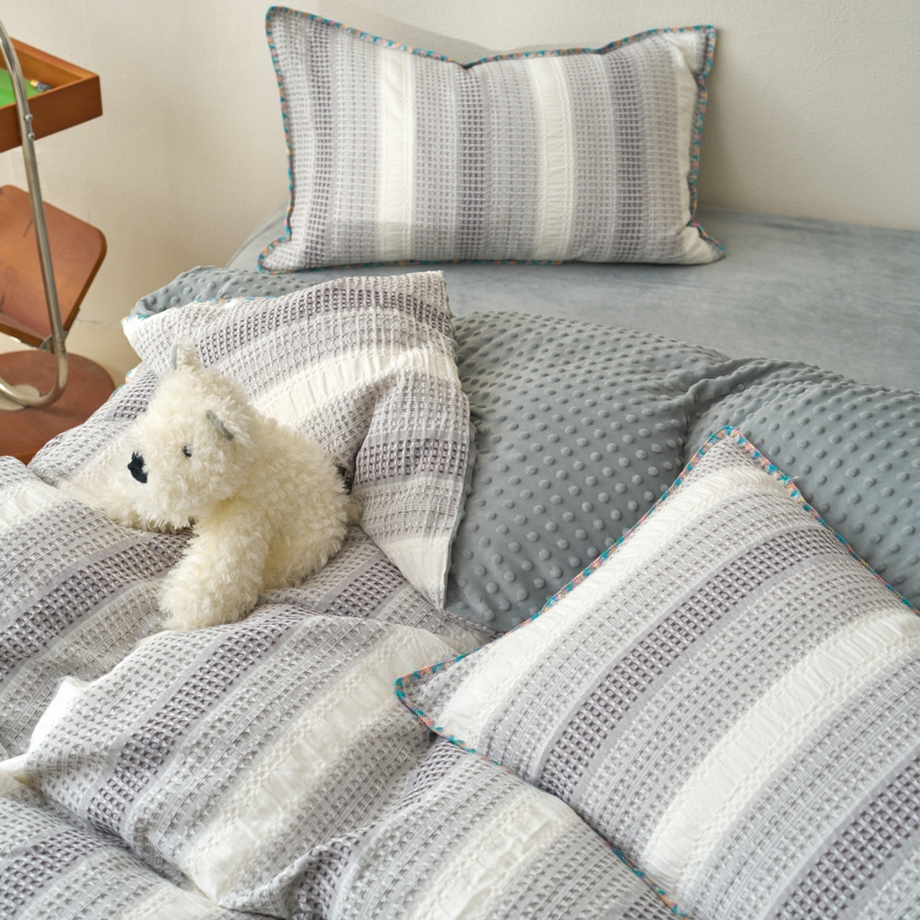 91家纺网 家纺一手货源 找家纺 （总）洋铭区（原狠狠爱） 2025秋冬全棉华夫格+豆豆绒四件套系列