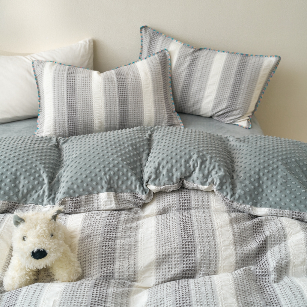 91家纺网 家纺一手货源 找家纺 （总）洋铭区（原狠狠爱） 2025秋冬全棉华夫格+豆豆绒四件套系列