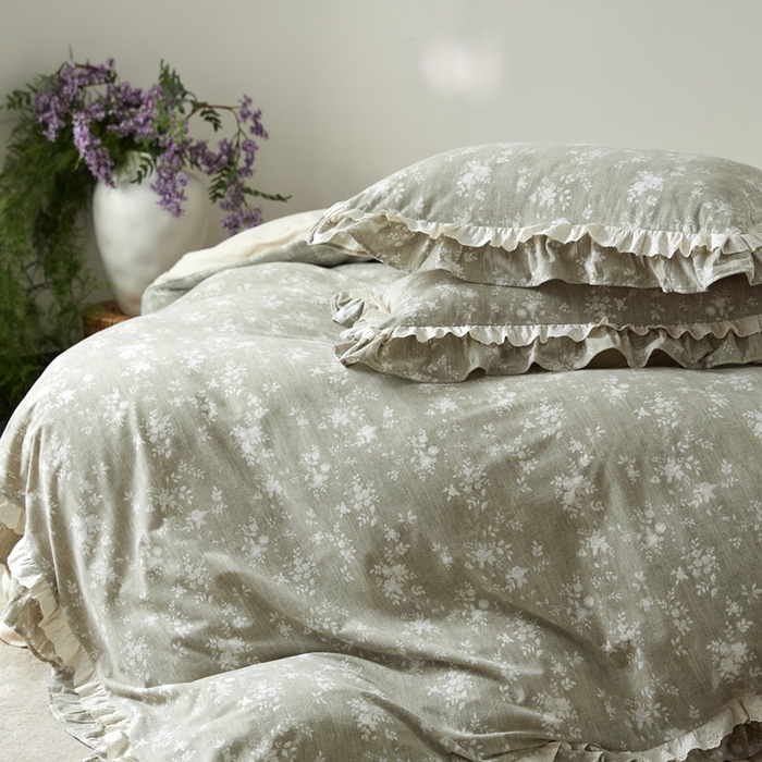 91家纺网 家纺一手货源 找家纺 金奇达家纺 2025新款A类保暖羽零™空气拉绒加厚法式荷叶边四件套热肤膜【森屿集】