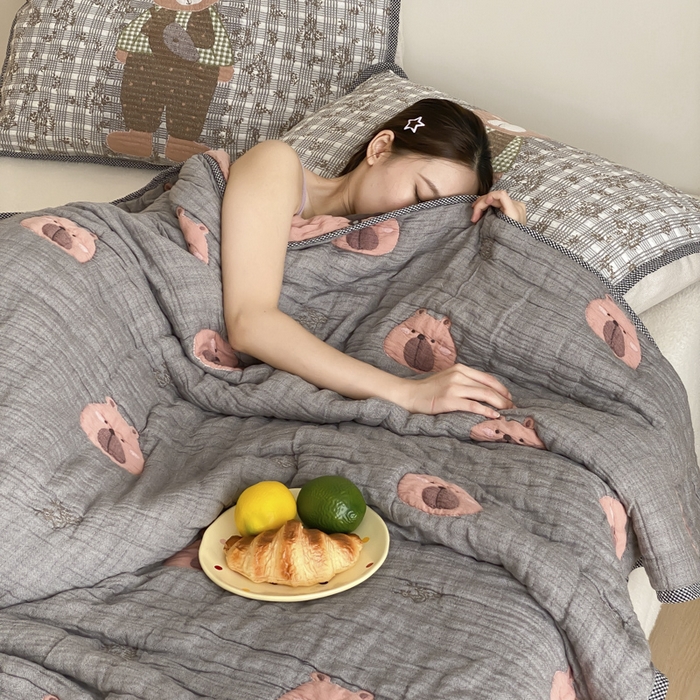 91家纺网 家纺一手货源 找家纺 （总）麻依 2025新款十层纱布软萌泡芙被被子春秋被子被芯