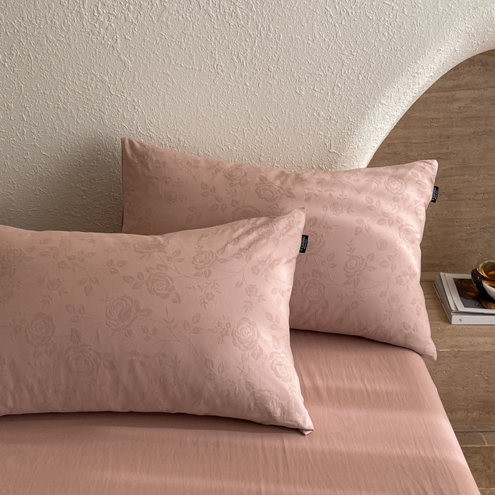 91家纺网 家纺一手货源 找家纺 宜代光年 2025新款三层纱60s水洗棉提花系列四件套 陌上花开-粉