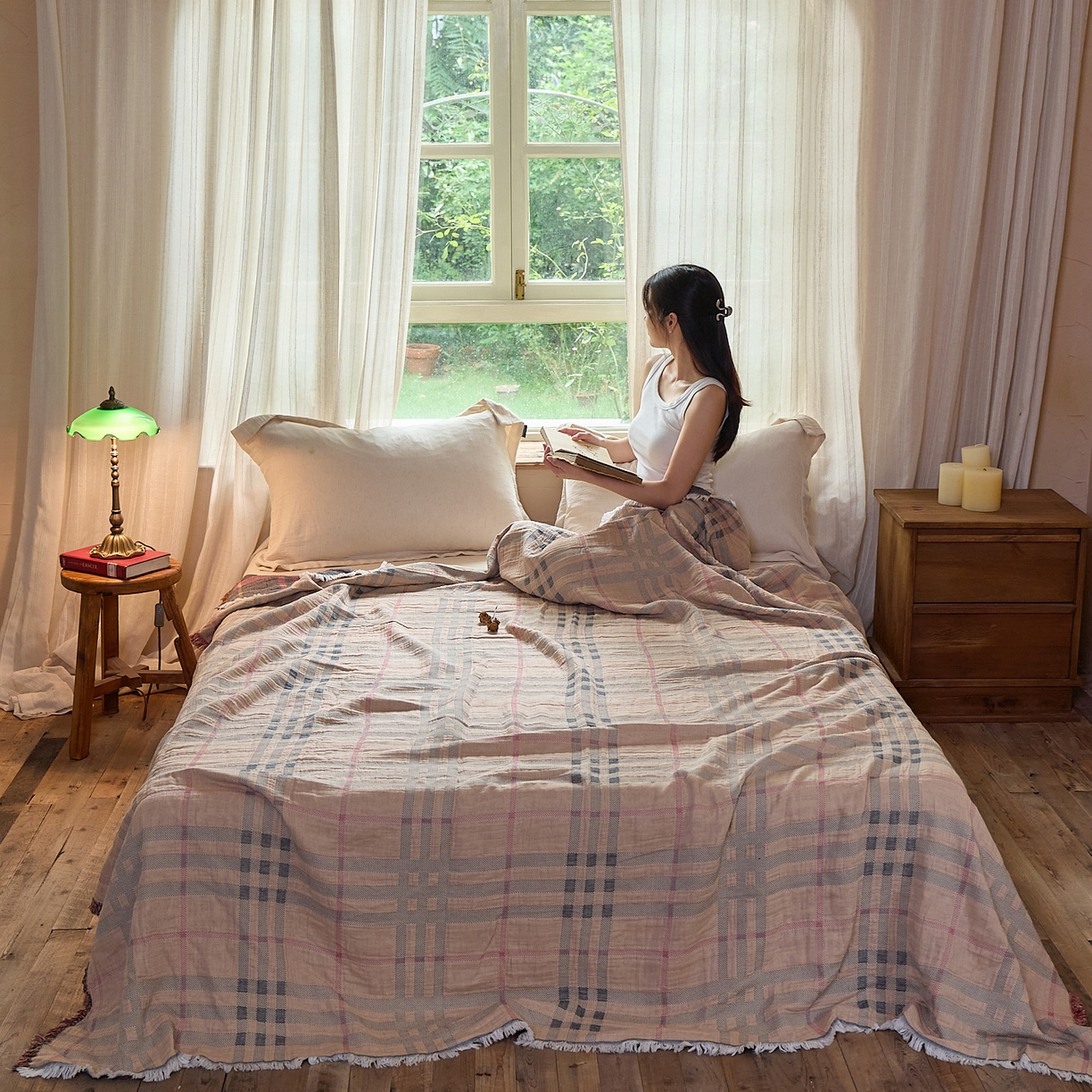 91家纺网 家纺一手货源 找家纺 （总）沐瑟家纺 2025新款亲肤全棉纱布盖毯毯子