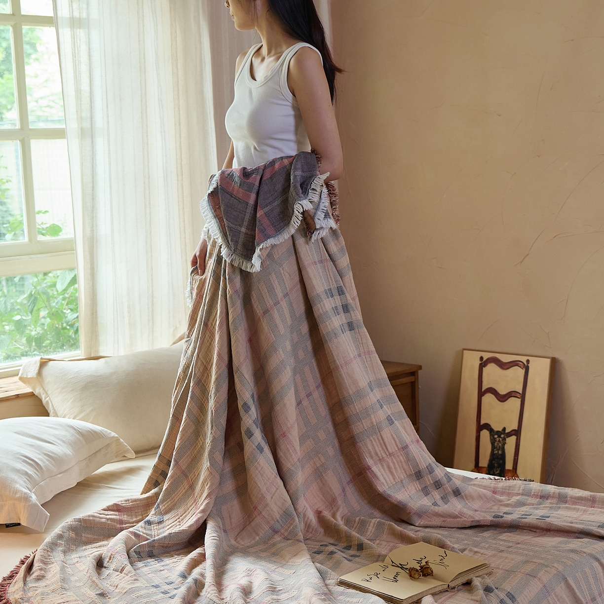 91家纺网 家纺一手货源 找家纺 （总）沐瑟家纺 2025新款亲肤全棉纱布盖毯毯子