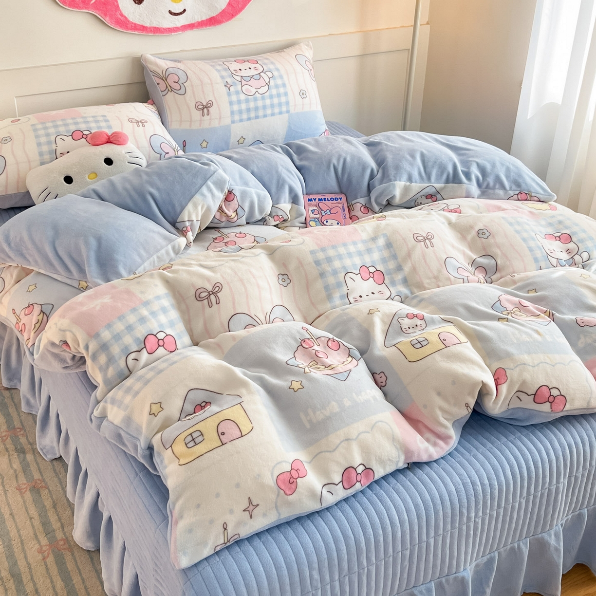 91家纺网 家纺一手货源 找家纺 （总）摩妮卡 2025新款牛奶绒印花夹棉床盖印花四件套