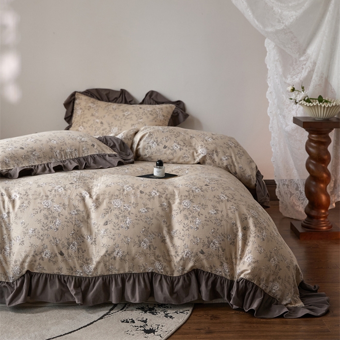 金奇达家纺 2025新款保暖羽零™空气拉绒加厚双感棉绒四件套全棉双层纱【法式复古】（会员减30元）双感棉绒【法式复古】系列，标准号全网控价（折后券后）不低于228元 花蝶浅梦