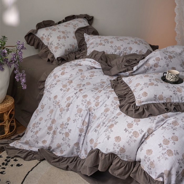 91家纺网 家纺一手货源 找家纺 金奇达家纺 2025新款保暖羽零™空气拉绒加厚双感棉绒四件套全棉双层纱【法式复古】（会员减30元）双感棉绒【法式复古】系列，标准号全网控价（折后券后）不低于228元 素锦玫瑰