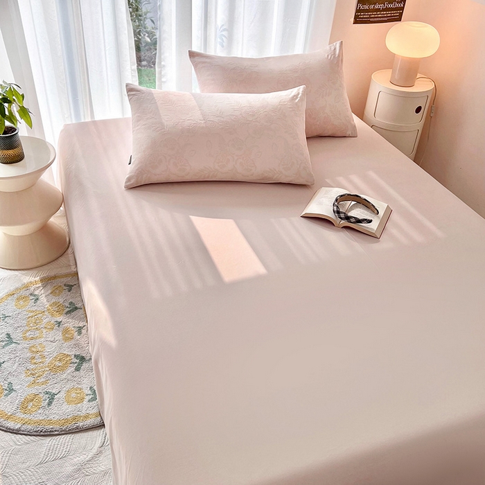 91家纺网 家纺一手货源 找家纺 宜代光年 2025新款三层纱60s水洗棉提花系列四件套 海棠