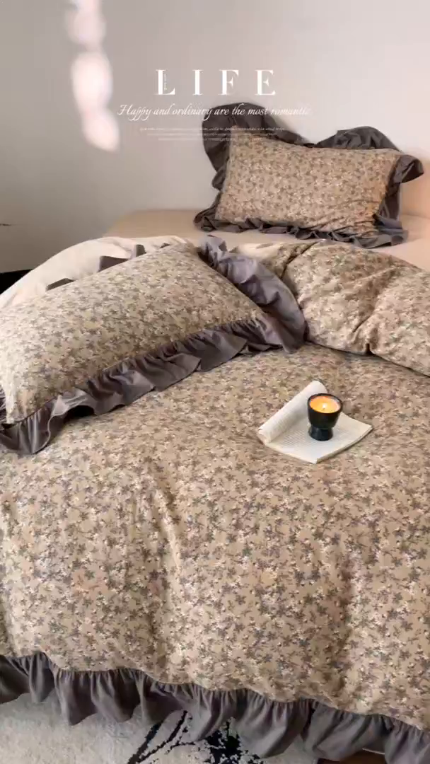 91家纺网 家纺一手货源 找家纺 金奇达家纺 2025新款保暖羽零™空气拉绒加厚双感棉绒四件套全棉双层纱【法式复古】（会员减30元）双感棉绒【法式复古】系列，标准号全网控价（折后券后）不低于228元 枫丹白露-咖