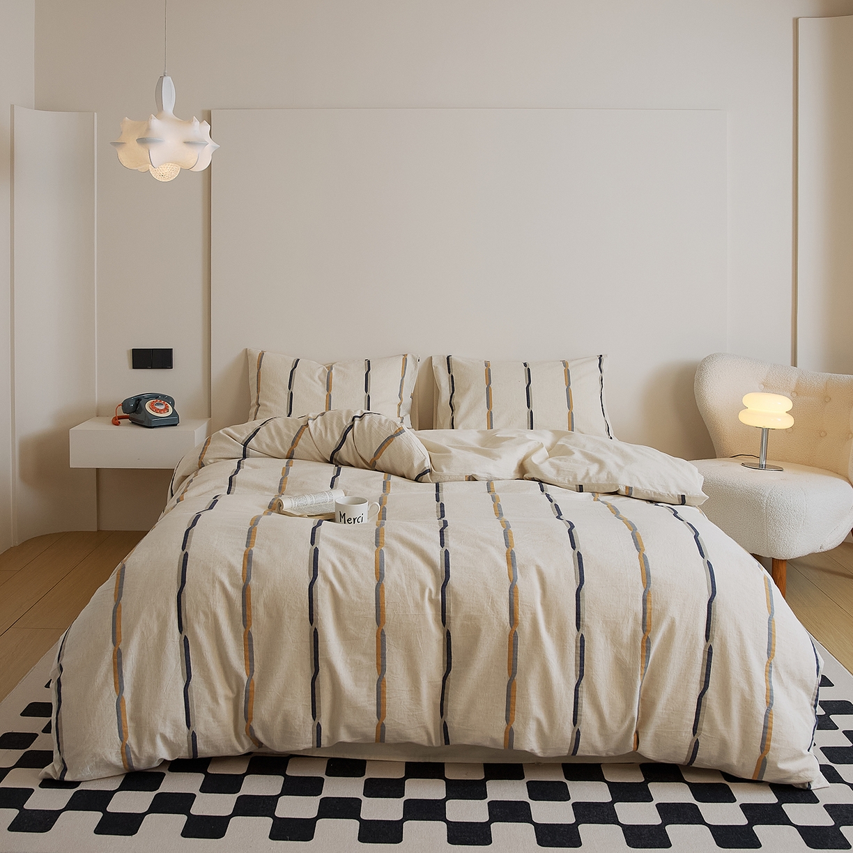 91家纺网 家纺一手货源 找家纺 （总）原研家居 2025新款棉麻色织条纹系列四件套