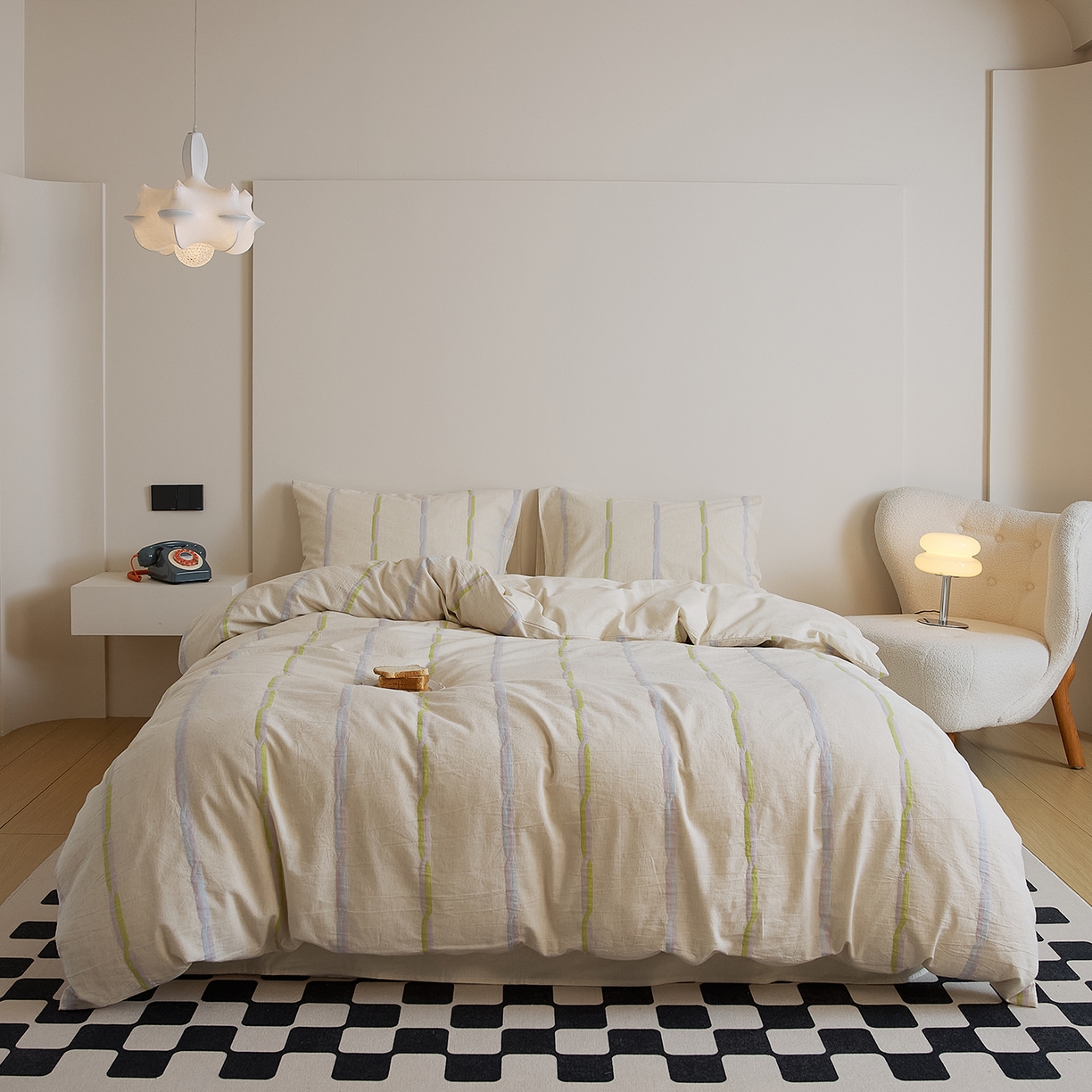 91家纺网 家纺一手货源 找家纺 （总）原研家居 2025新款棉麻色织条纹系列四件套