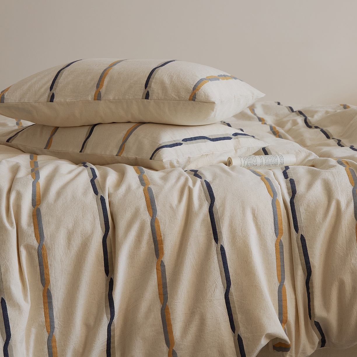 91家纺网 家纺一手货源 找家纺 （总）原研家居 2025新款棉麻色织条纹系列四件套