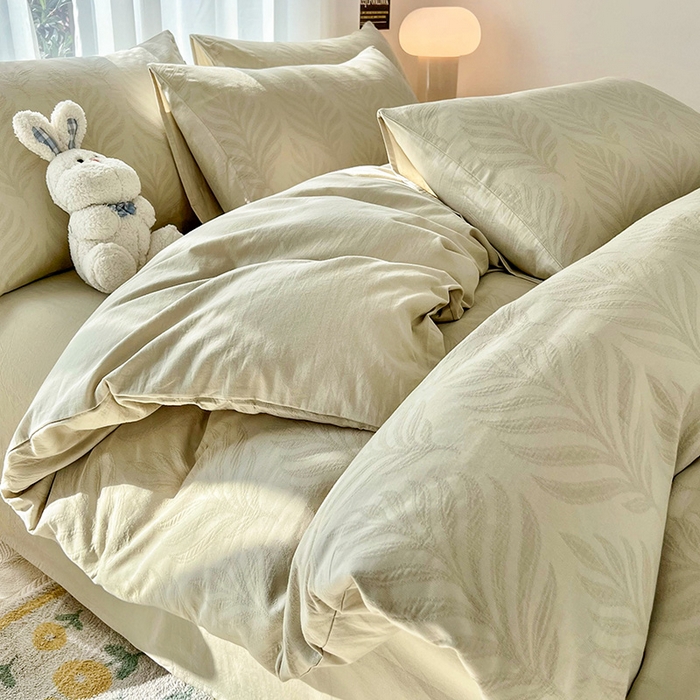 宜代光年 2025新款三层纱60s水洗棉提花系列四件套 叶之舞