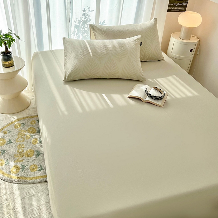 91家纺网 家纺一手货源 找家纺 宜代光年 2025新款三层纱60s水洗棉提花系列四件套 叶之舞