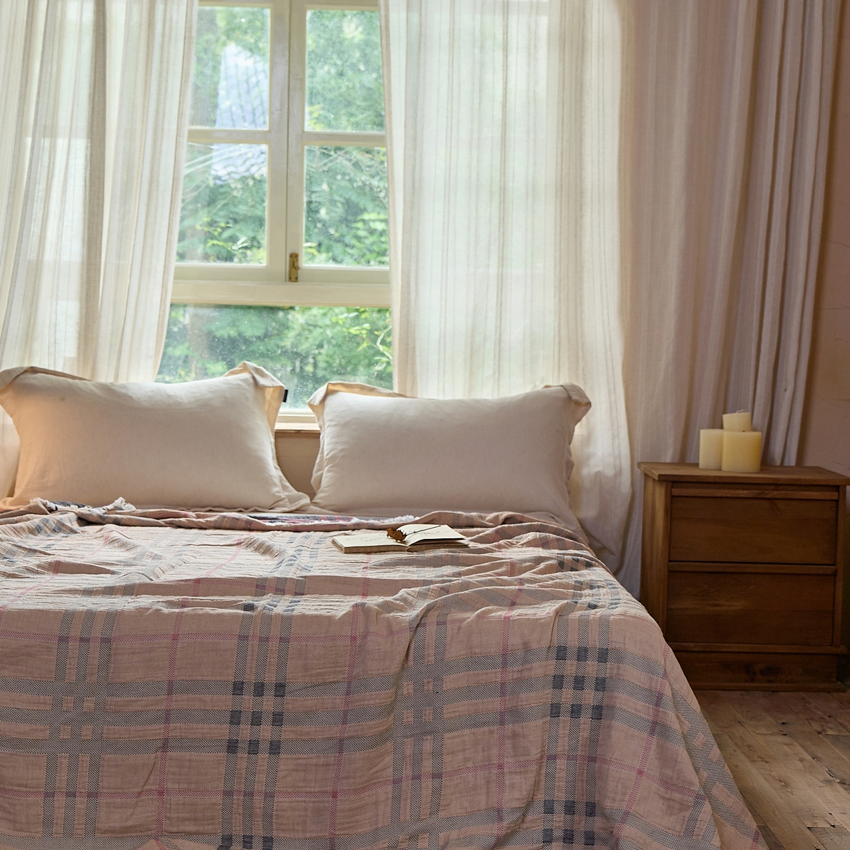 91家纺网 家纺一手货源 找家纺 沐瑟家纺 2025新款亲肤全棉纱布盖毯毯子 宝格丽